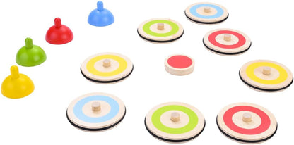Engelhart - 606055 - Tafelcurlingset van hout - Kleurrijk gezinsplezier - Afmetingen: Ø10 cm, Hoogte: 6,5 cm - Vanaf 6 jaar