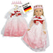 Heless 1680 - Poppenjurk "Winter Princess Lumi" in wit en roze, met kroon en pluche cape, voor poppenmaat 28-35 cm