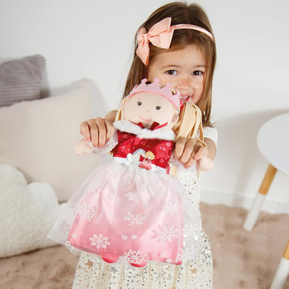 Heless 2680 - Poppenjurk "Winterprinses Lumi" in wit en roze, met kroon en pluche cape, voor poppenmaat 35-45 cm