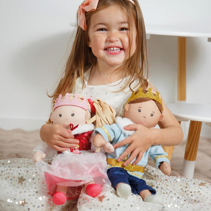 Heless 2680 - Poppenjurk "Winterprinses Lumi" in wit en roze, met kroon en pluche cape, voor poppenmaat 35-45 cm
