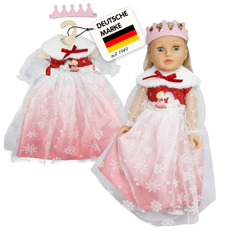 Heless 2680 - Poppenjurk "Winterprinses Lumi" in wit en roze, met kroon en pluche cape, voor poppenmaat 35-45 cm