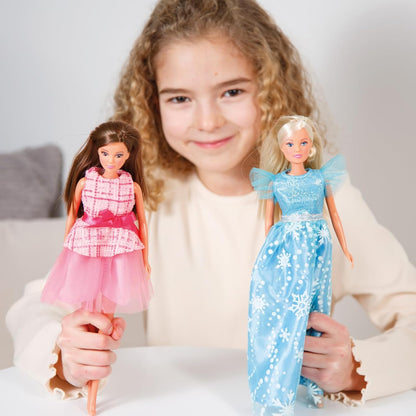 Heless Time2Shine 8132 - prinsessenjurk kersenbloesem, in roze en wit, met tule rok en gouden riem, voor modepoppen van maat 29 cm