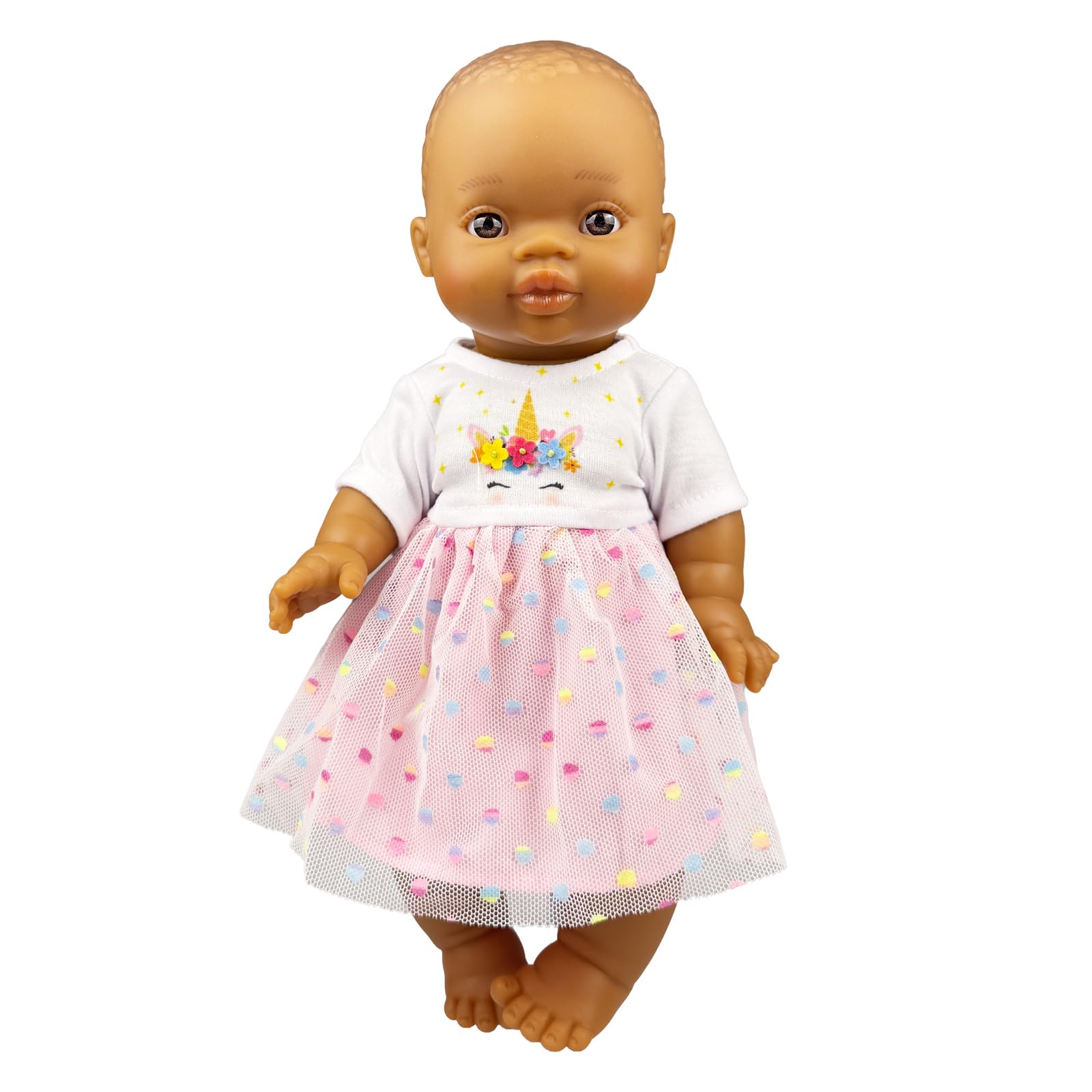 Heless 54038 - Poppenset met Gordi meisjespop en eenhoornjurk ''Hannah'' met tule rok, maat ca. 34 cm