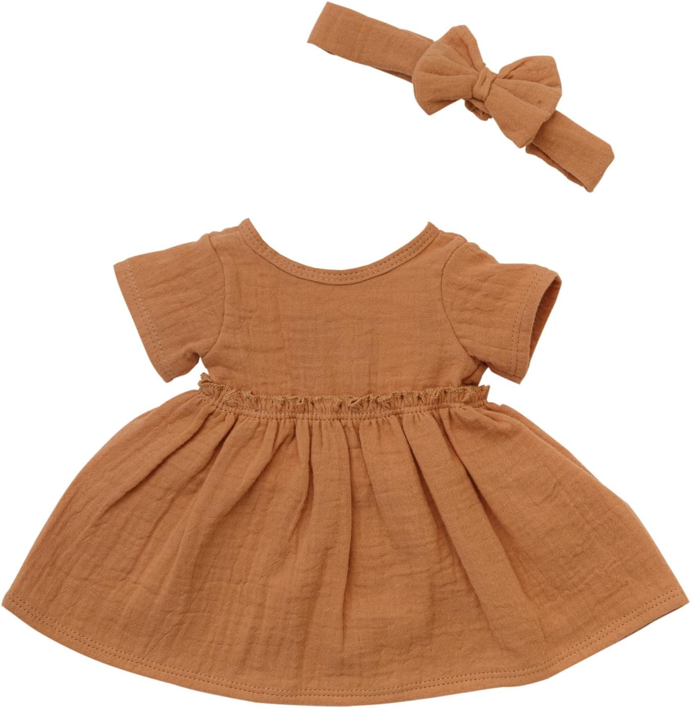 Heless 54024 - Meisjes babypop met mousseline jurk in karamel, gemaakt van 100 procent biologisch katoen, poppenmaat 34 cm