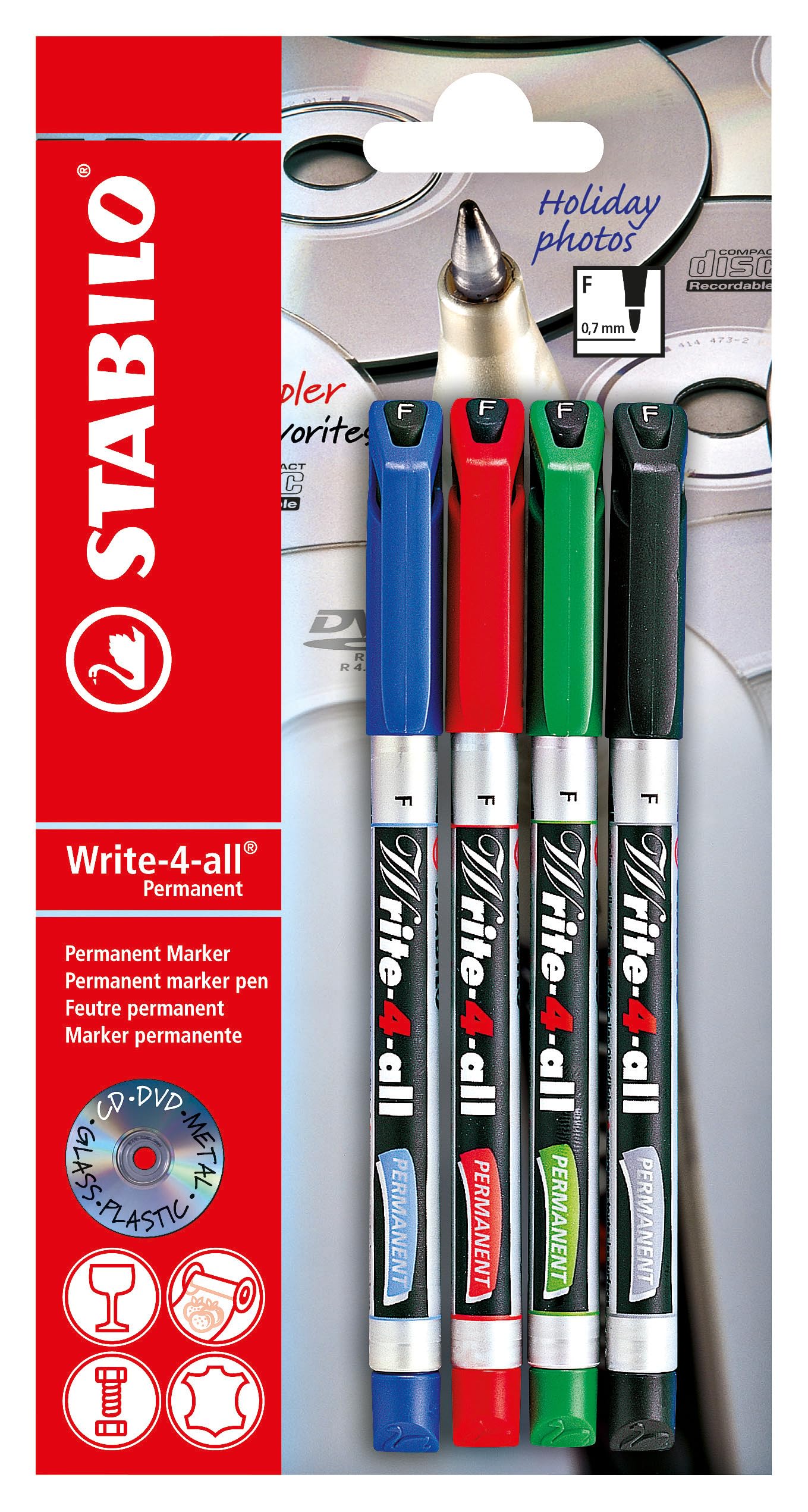 Stabilo Write-4-All Fijn (07Mm) Permanente Marker - 4Dlg.