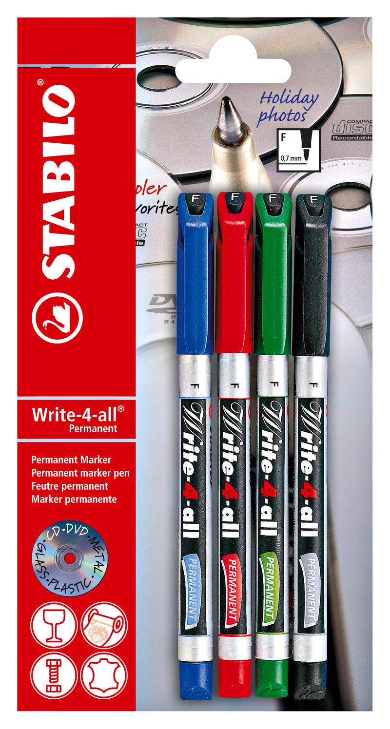 Stabilo Write-4-All Fijn (07Mm) Permanente Marker - 4Dlg.