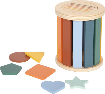 small foot Montessori sorteerspel met trommel, gemaakt van FSC® 100% gecertificeerd hout, 3 sorteerplaten met insteekelementen, vanaf 1 jaar, 12816