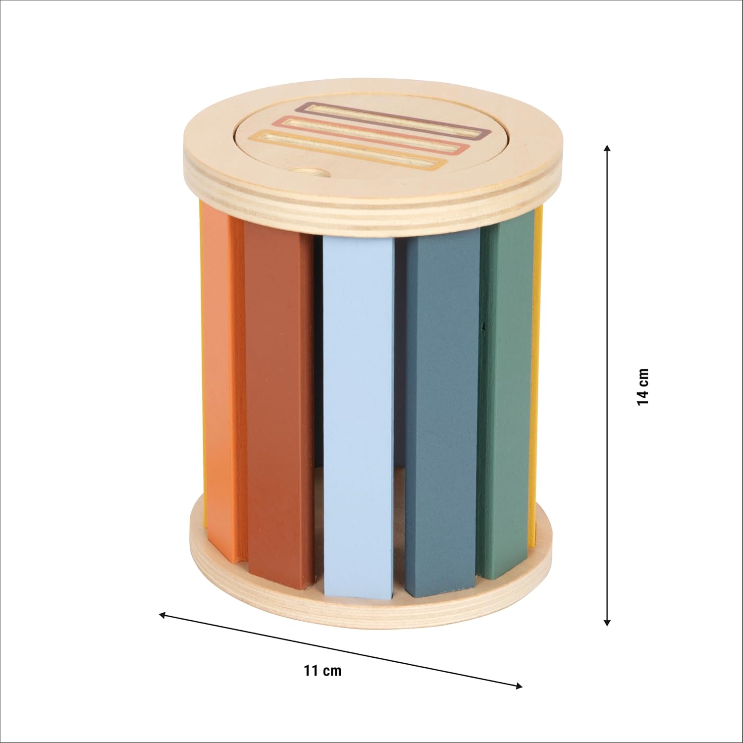 small foot Montessori sorteerspel met trommel, gemaakt van FSC® 100% gecertificeerd hout, 3 sorteerplaten met insteekelementen, vanaf 1 jaar, 12816
