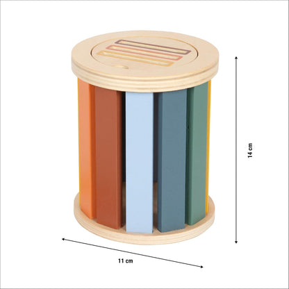 small foot Montessori sorteerspel met trommel, gemaakt van FSC® 100% gecertificeerd hout, 3 sorteerplaten met insteekelementen, vanaf 1 jaar, 12816