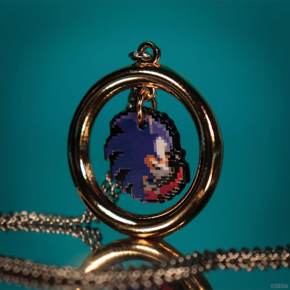 FaNaTtik Sonic the Hedgehog Limited Edition Metal Ring Pendant with Pixel Sonic – Individually Numbered Collectible for Retro Gaming Fans