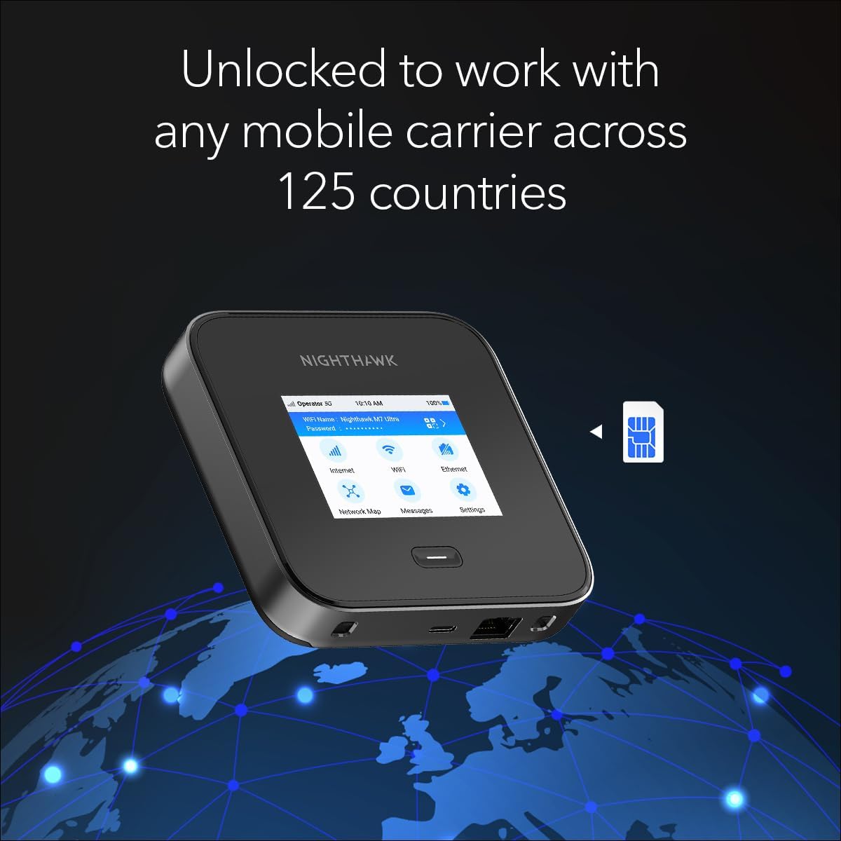 NETGEAR Nighthawk M7 Pro Mobile Hotspot Router 5G, Unlocked, International Roaming 125 Countries, WiFi 7, Portable Device for Travel, 13 Hour Battery Life (MR7450