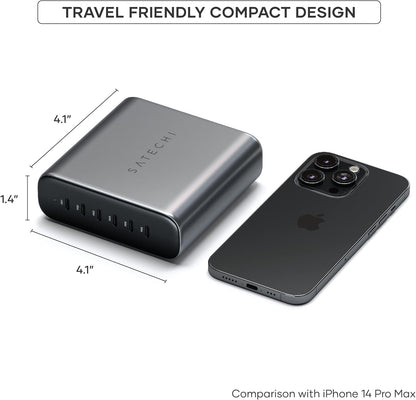 Satechi GaN 200W USB C Charger with 6 Ports - 2X USB-C PD 3.1 (140W) and 4X USB-C PD 3.0, Fast Charging Travel Station Compatible with Apple and Most Thunderbolt USB-C Devices