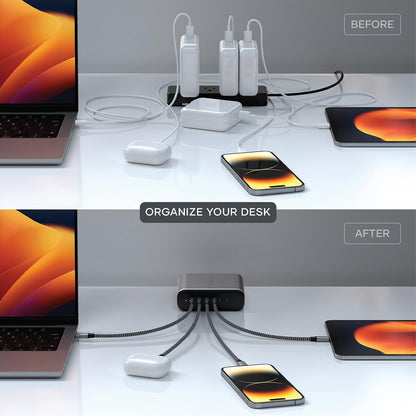 Satechi GaN 200W USB C Charger with 6 Ports - 2X USB-C PD 3.1 (140W) and 4X USB-C PD 3.0, Fast Charging Travel Station Compatible with Apple and Most Thunderbolt USB-C Devices