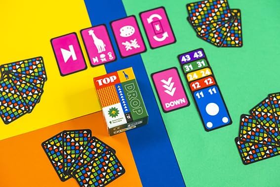 Helvetiq - Top Drop - Cooperative Card Game - Numbers and Timing - Easy Go Range - Ultra Compact Travel Size - Fast Mood Game - 2 to 4 Players - Ages 8+