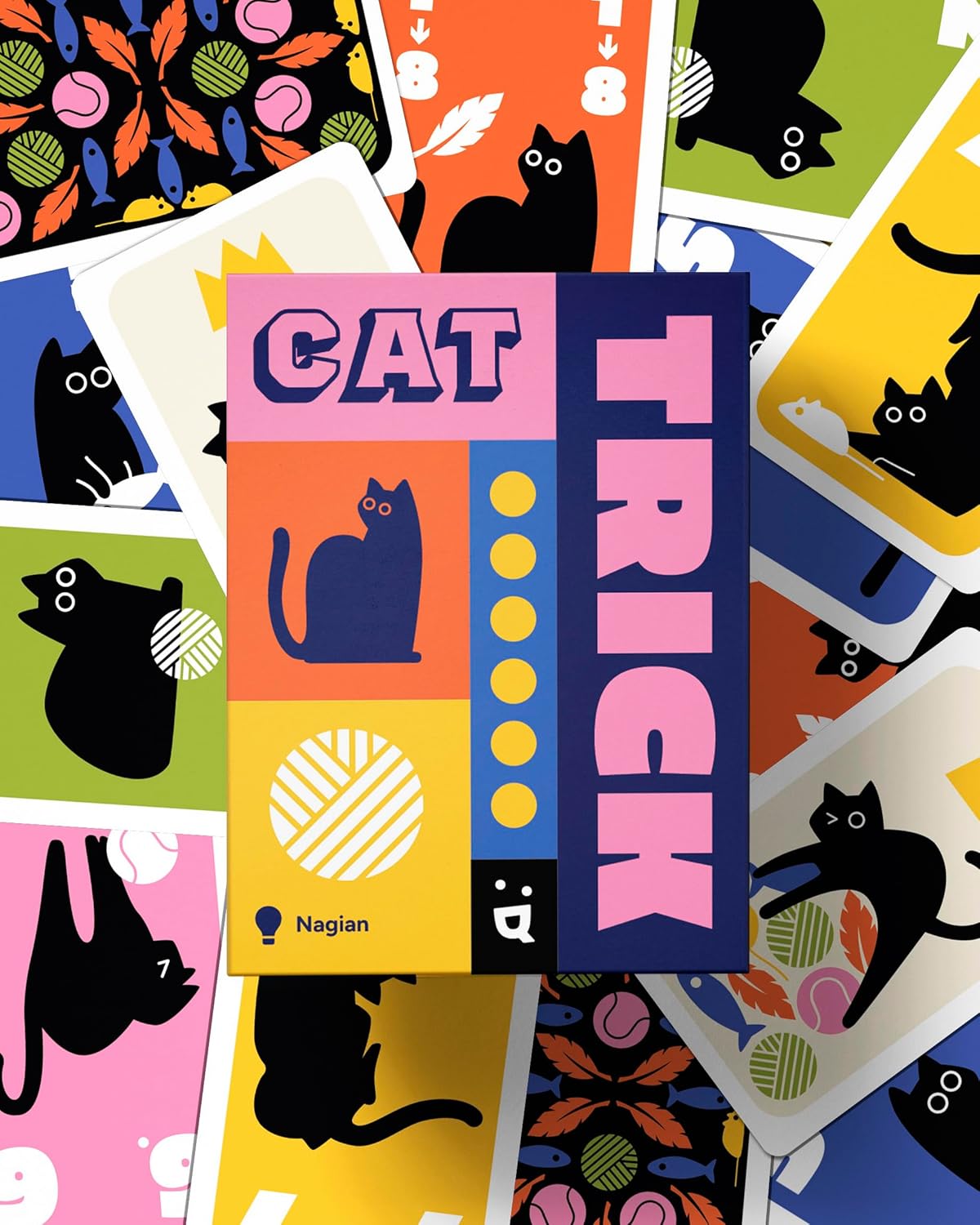 Helvetiq - Cat Trick - Collectible Card Game - Easy Go Range - Ultra Compact Travel Size - Cats and Toys - Family and Friends - 3 to 5 Players - Ages 8 and Above