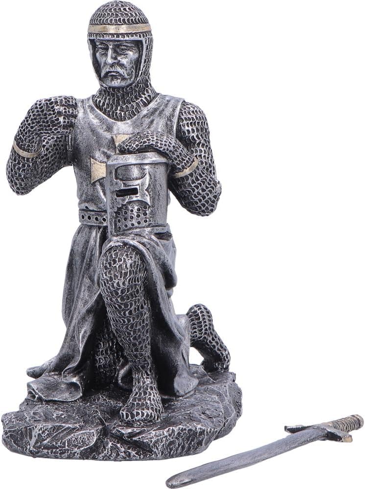 The Pledge Medieval Knight Figurine – Kneeling Crusader Statue with Sword