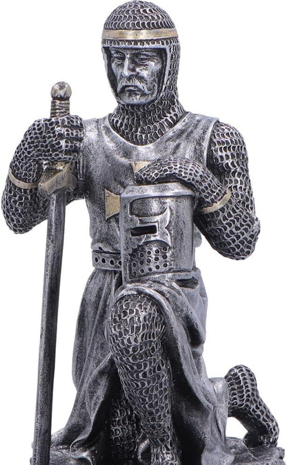 The Pledge Medieval Knight Figurine – Kneeling Crusader Statue with Sword