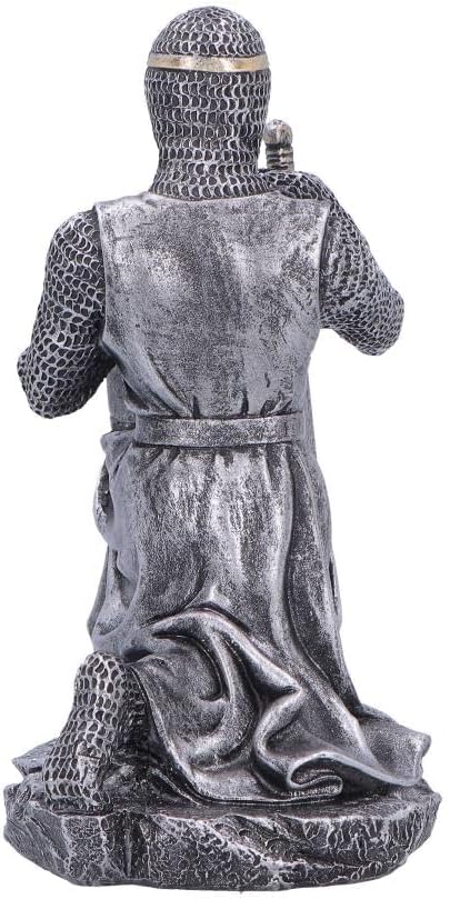 The Pledge Medieval Knight Figurine – Kneeling Crusader Statue with Sword