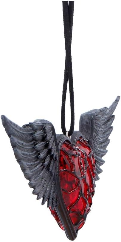 House of Obscura Gothic Hanging Ornament – Resin Dark Fantasy Decoration Collection (Black Winged Heart
