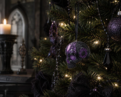 House of Obscura Gothic Hanging Ornament – Resin Dark Fantasy Decoration Collection (Jewelled Fate Skull