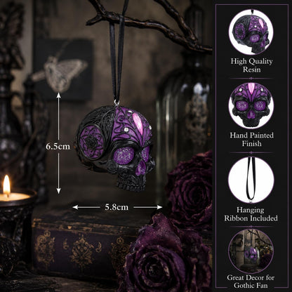 House of Obscura Gothic Hanging Ornament – Resin Dark Fantasy Decoration Collection (Jewelled Fate Skull