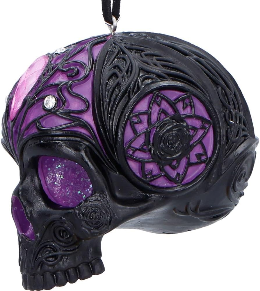 House of Obscura Gothic Hanging Ornament – Resin Dark Fantasy Decoration Collection (Jewelled Fate Skull