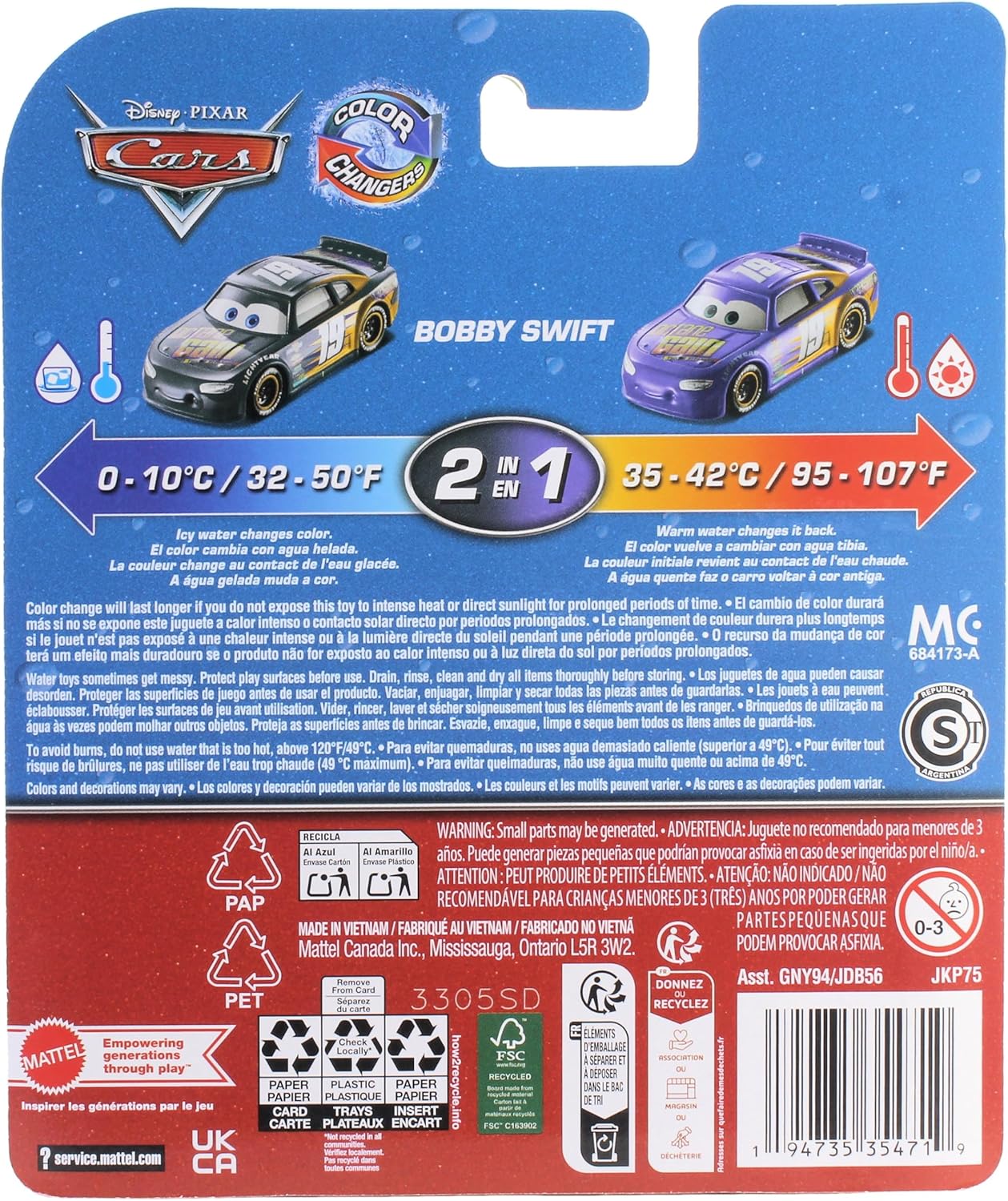 Disney Cars 2026 Color Changers Piston Cup Racer Octane Gain #19 Bobby Swift