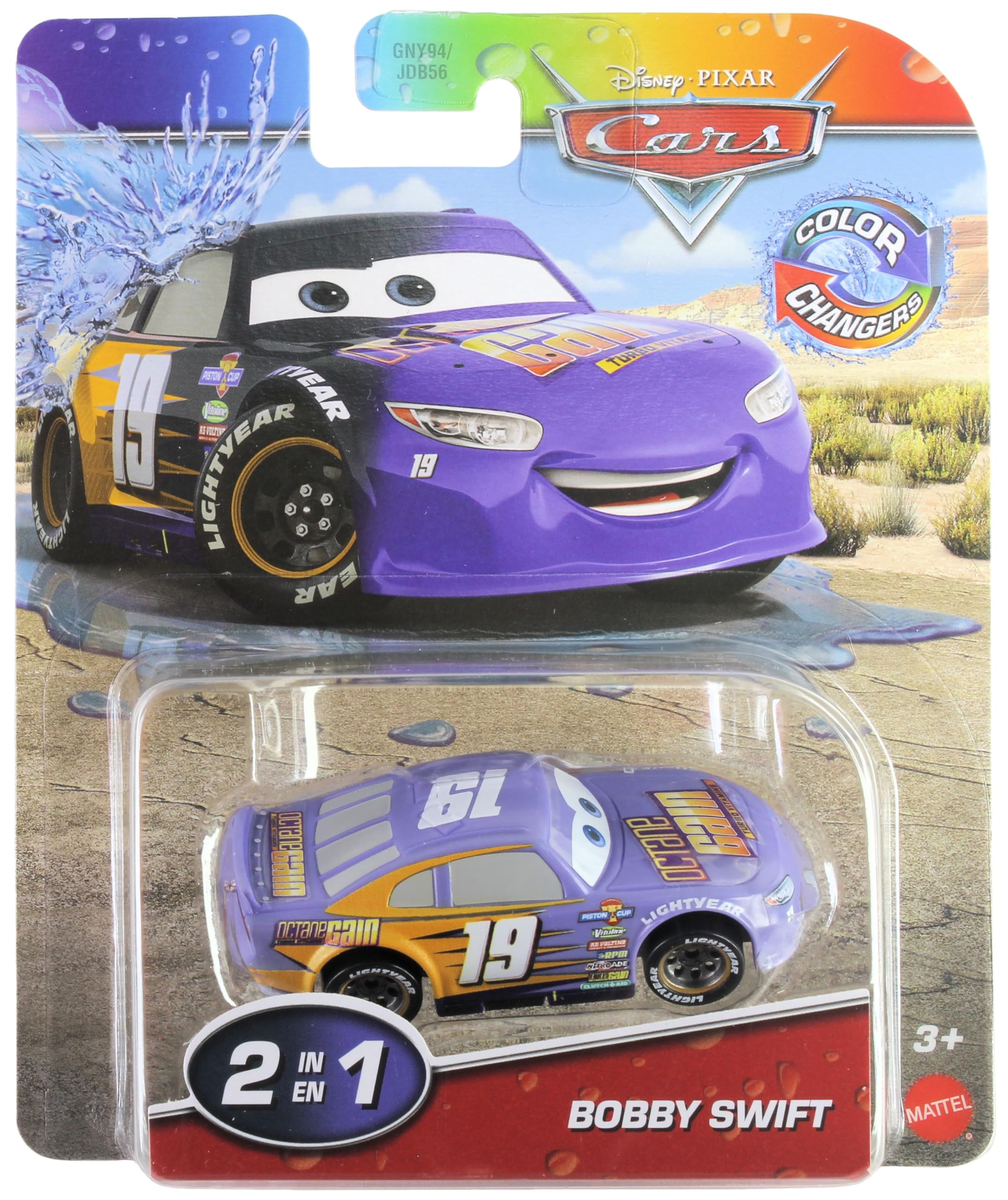 Disney Cars 2026 Color Changers Piston Cup Racer Octane Gain #19 Bobby Swift
