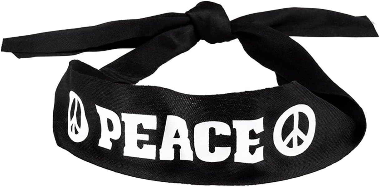 Boland 44518 – Hippie-Set für Erwachsene, Accessoire-Set mit Peace-Stirnband, Rundbrille und Halskette für Karneval und Mottoparty