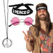 Boland 44518 – Hippie-Set für Erwachsene, Accessoire-Set mit Peace-Stirnband, Rundbrille und Halskette für Karneval und Mottoparty