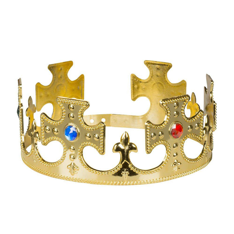 Boland 01318 Kroonkoning, 1 stuks, eenheidsmaat, verstelbaar, goud met sierstenen, sluiting, kunststof, glanzend, koningin, prins, prinses, sprookjes, adels, accessoire, kostuum