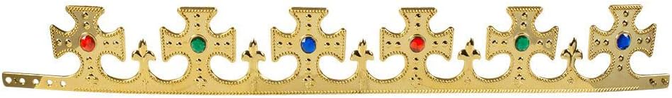 Boland 01318 Kroonkoning, 1 stuks, eenheidsmaat, verstelbaar, goud met sierstenen, sluiting, kunststof, glanzend, koningin, prins, prinses, sprookjes, adels, accessoire, kostuum