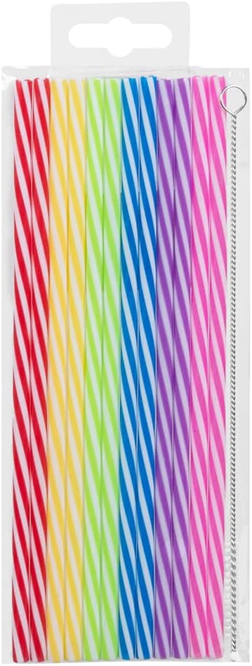 Boland 30297 Herbruikbare rietjes, 12 stuks, lengte 21 cm, op kleur gesorteerd, met reinigingsborstel, rietjesset, feestservies, drankje