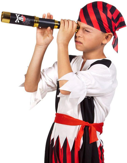 Boland 74313 - Fernrohr Pirat, 1 Stück, Größe 18 bis 32 cm, Durchmesser 4 cm, aus Kunststoff, ausziehbares Teleskop-Fernrohr, Seeräuber, Seefahrer, Spielzeug, Attrappe, Totenkopf, Kompass, Accessoire, Boland 74313 - Fernrohr Pirat, 1 Stück, Größe 18 bis 3