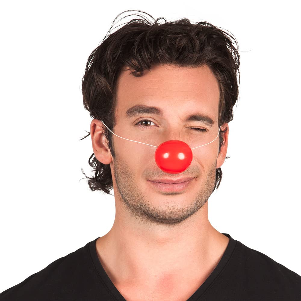 Boland 55522 - Clownsnase aus Plastik, mit Gummiband, 24 Stück, Rot, super Halt, Spaßmacher, Accessoire, Mottoparty, Karneval