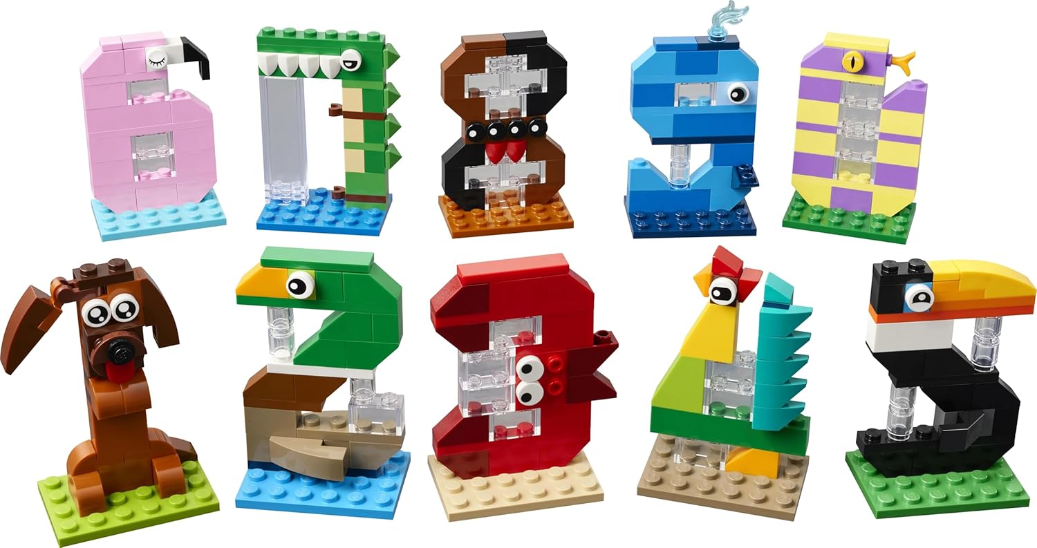 LEGO Birthday Numbers Toy - Cake Topper w/Animals incl. Dog, Spider & Whale - Table & Party Decorations or Counting Game - Gift idea for 6+ Year Old Boys & Girls - 40807
