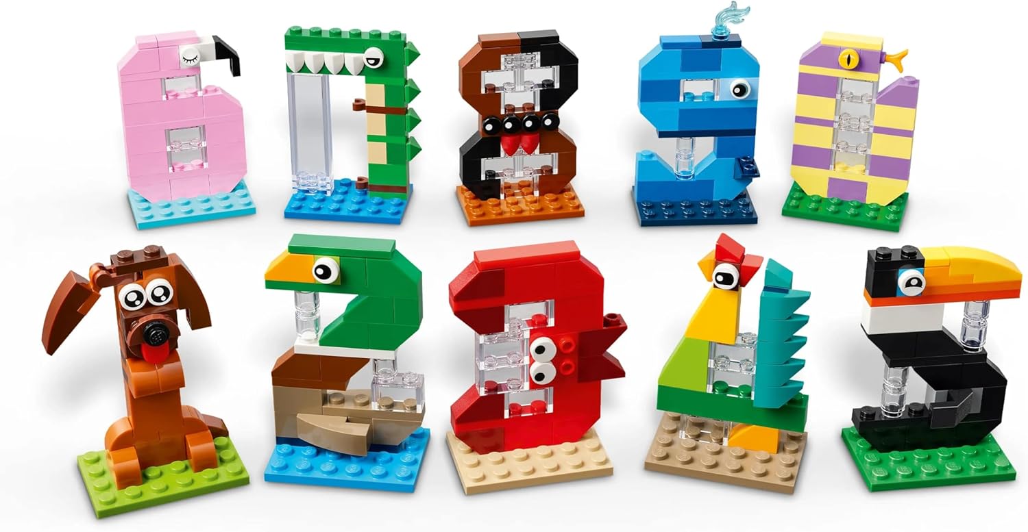 LEGO Birthday Numbers Toy - Cake Topper w/Animals incl. Dog, Spider & Whale - Table & Party Decorations or Counting Game - Gift idea for 6+ Year Old Boys & Girls - 40807
