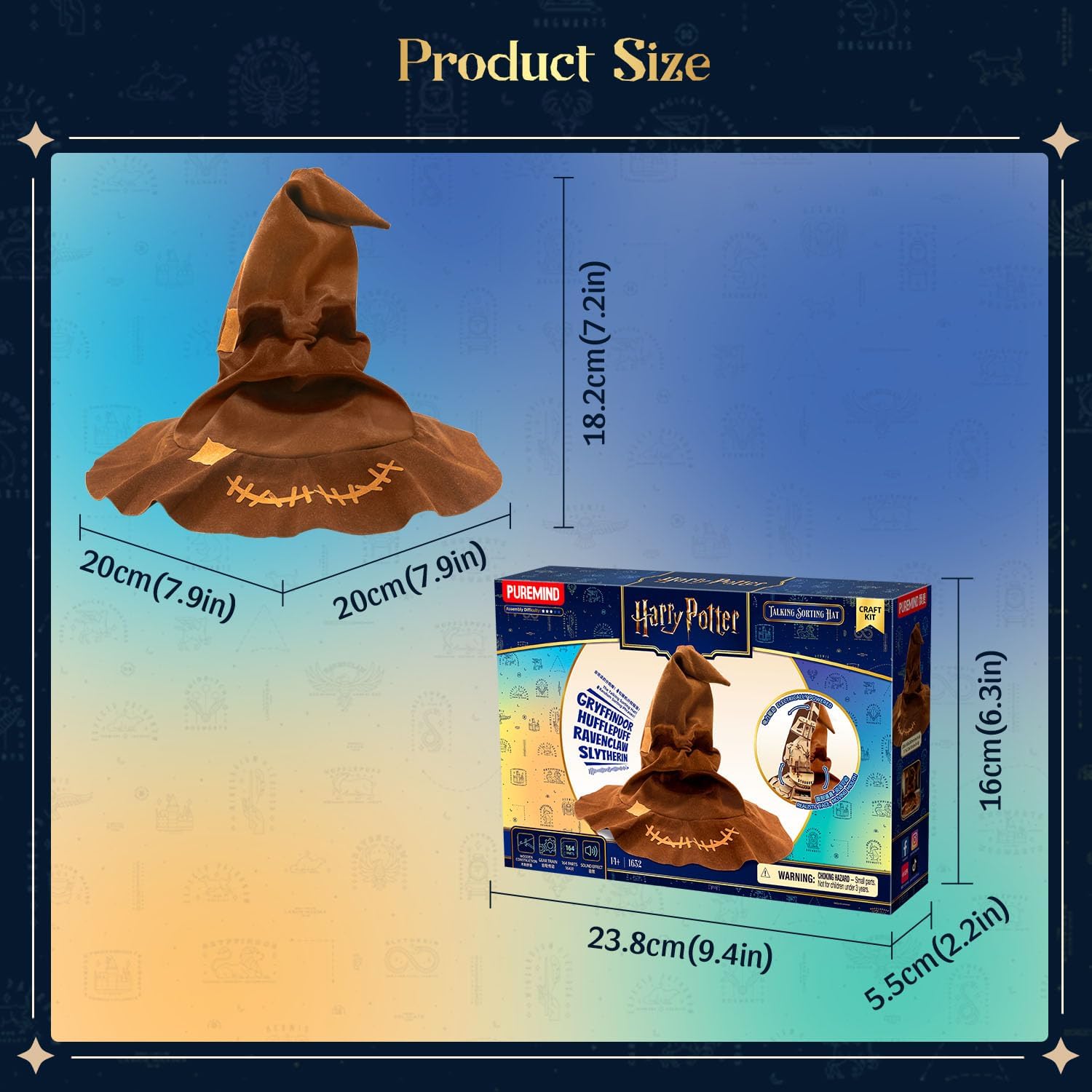PUREMIND Harry Potter Cappello Parlante Puzzle 3D in Legno - Modello Ufficiale con Voce & Tesa Mobile - Regalo da Collezione per Fan