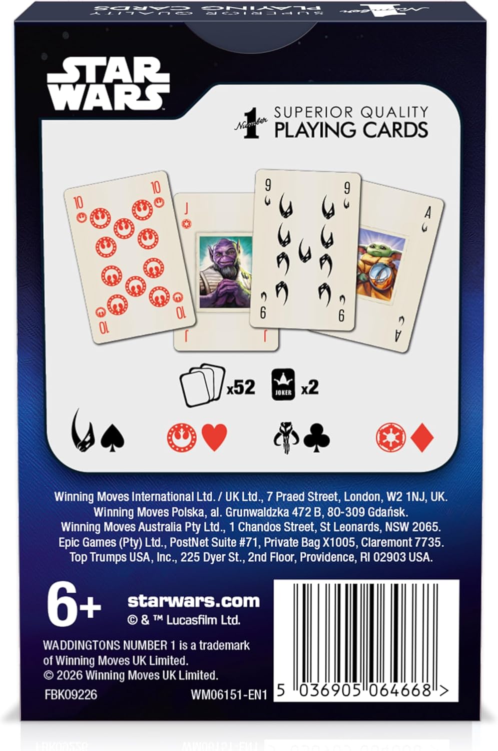 Waddingtons Number 1 Star Wars Mandalorian and Grogu - The Child Playing Card Game, Play with your favourite Baby Yoda meme, Perfect travel and family game for ages 6 and up
