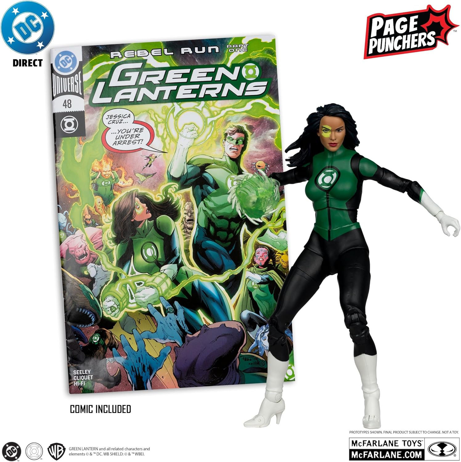 Mcfarlane DC Direct Figure with Comic : Green Lanterns 48 - Jessica Cruz Chase 7 Pouces