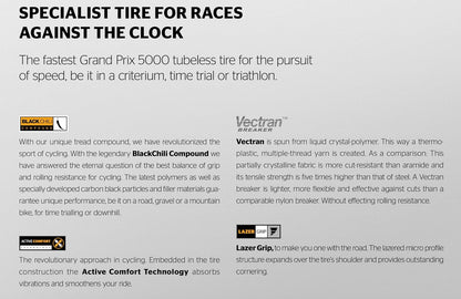 Continental Grand Prix 5000 TT TR Faltreifen // 28-622 (700x28C) Lazer Grip