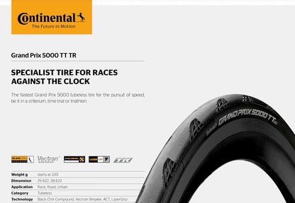Continental Grand Prix 5000 TT TR Faltreifen // 28-622 (700x28C) Lazer Grip