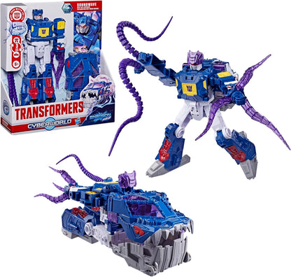 Transformers CYBERWORLD Soundwave Deep Sea Explorer, Energon Surge | 9-Inch Action Figure with Quick Change to Submarine Mode | Robot Toys for Kids 6+