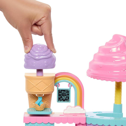 Barbie Club Chelsea Ice Cream Shop Playset with Chelsea Doll, 2 Dough Colors, and Accessories, JMJ42