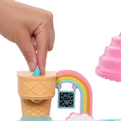 Barbie Club Chelsea Ice Cream Shop Playset with Chelsea Doll, 2 Dough Colors, and Accessories, JMJ42