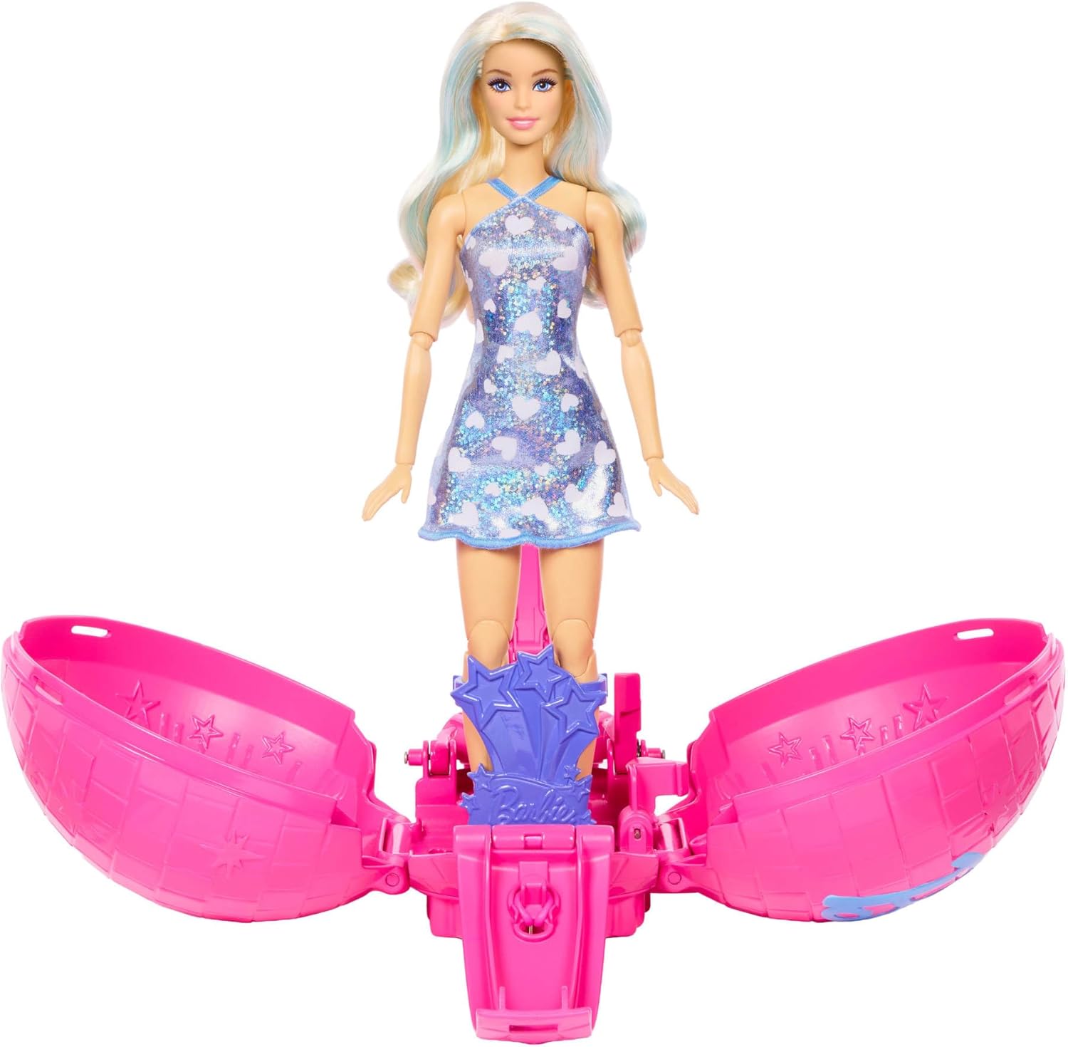 Barbie Team Barbie Roll and Reveal Pop Star Doll and Accessories | Blonde Fashion Doll & 8 Surprises and a Disco Ball Encasement, JMK19