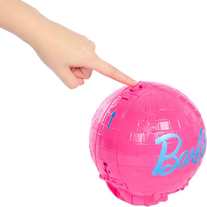 Barbie Team Barbie Roll and Reveal Pop Star Doll and Accessories | Blonde Fashion Doll & 8 Surprises and a Disco Ball Encasement, JMK19