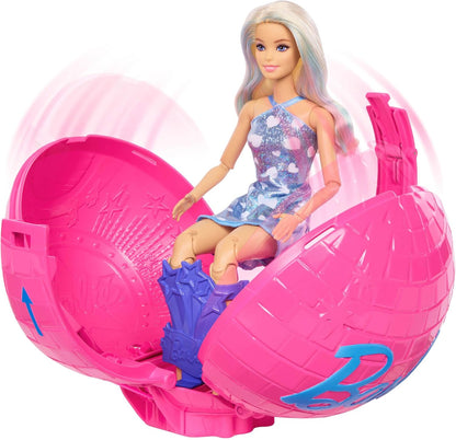 Barbie Team Barbie Roll and Reveal Pop Star Doll and Accessories | Blonde Fashion Doll & 8 Surprises and a Disco Ball Encasement, JMK19