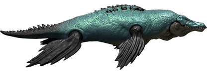 Mattel Jurassic World Dinosaur Figure Toy, Gigantic Thrashers Large Liopleurodon with 2 Attack Action & Evolve Feature, Digital Play