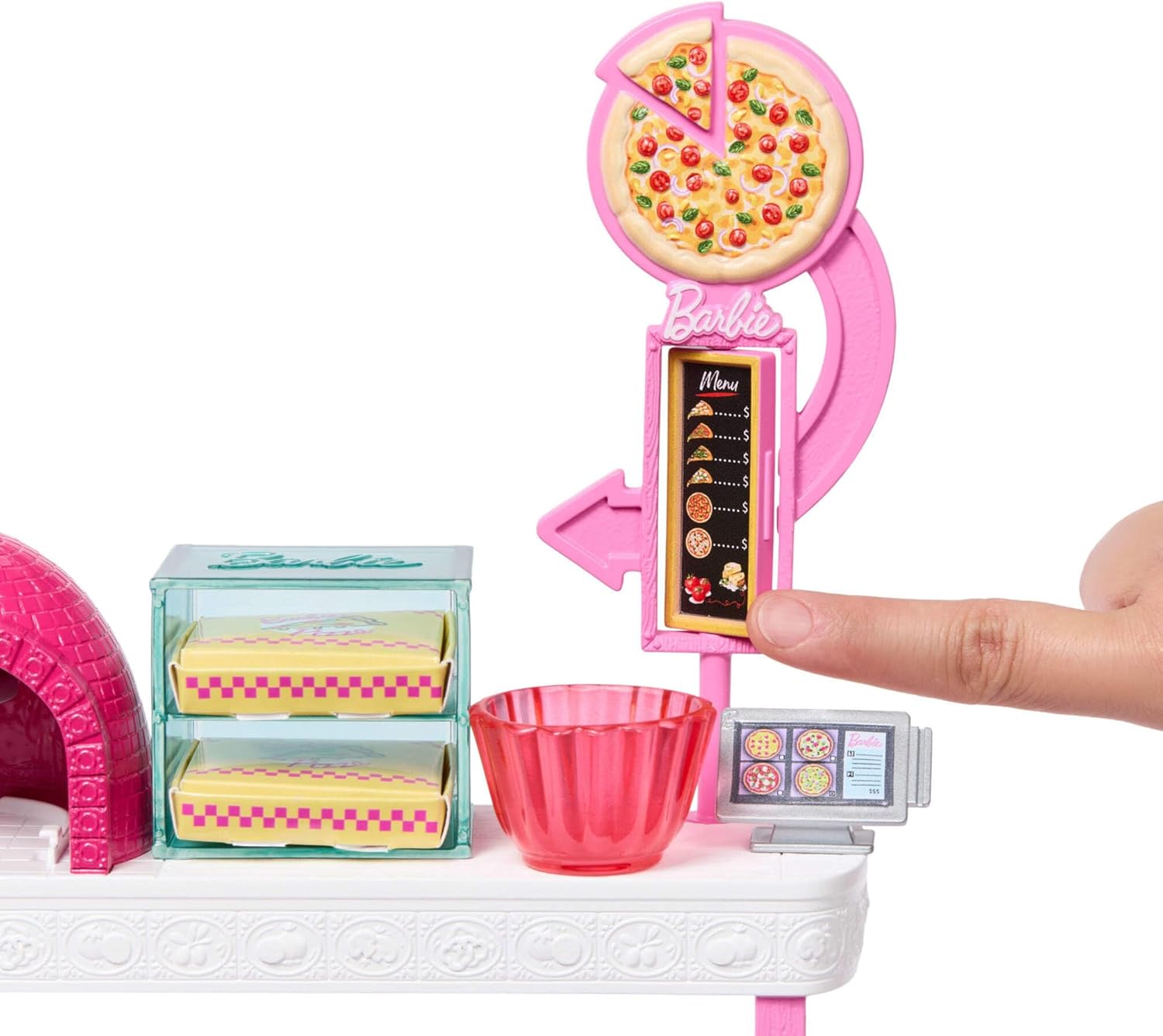 Barbie Pizza Shop Playset with Blonde Doll & 25 Accessories Including Dough, Pizza Toppings, and more, JMK21